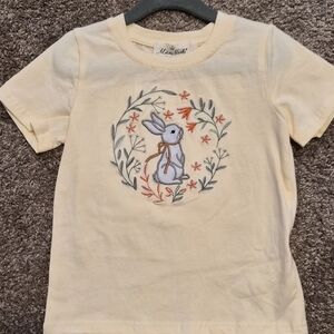 Soft Yellow Bunny Embroidered Kids Tee